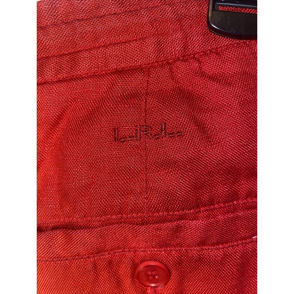 vintage Lauren Ralph linen wide leg Red Capri cargo Pants 10 holiday lagen - Picture 9 of 11